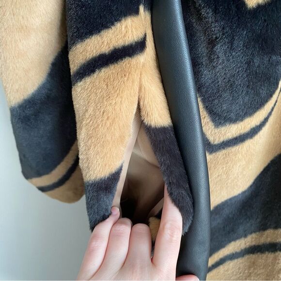 Banana Republic Faux Fur Chevron Long Coat XS NWT - Picture 9 of 10